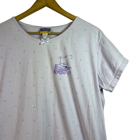 VINTAGE DISNEY Winnie The Pooh Eeyore 90s Night Gown Purple Disney Floral Sz S/M - Picture 4 of 10